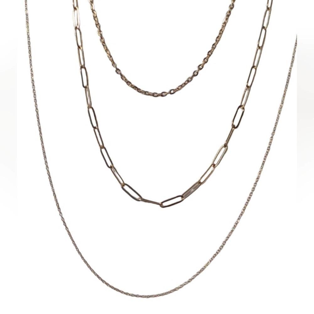 18k Gold paperclip style gold chain Plated can bundle with other chains last pic - Picture 5 of 5
